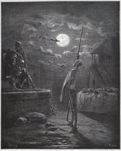 Don Quijote vela sus armas - de "Don Quijote de la Mancha" de Miguel Cervantes de Gustave Dore