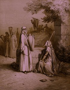 Eliezer y Rebeca, grabado por Doré - Biblia