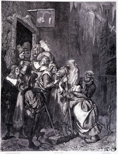 Entra en esta posada, placa IV - Ilustración de Gustave Doré (1832-1883), para La leyenda del judío errante de Pierre Dupont, edición Librería del magazín pintoresco, París 1862 de Gustave Dore