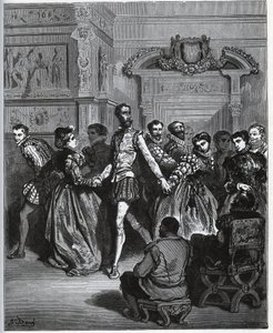 Velada organizada después de Don Antonio. Don Quijote descubre sin apreciar los placeres del baile - de "Don Quijote de la Mancha" de Miguel Cervantes de Gustave Dore