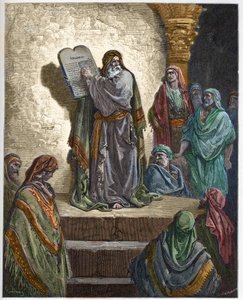 Esdras el Escriba lee la Ley al Pueblo - grabado en “La Biblia ilustrada” por Gustave Doré (1832-1883) - Grabado de “La Biblia de Doré” de Gustave Dore