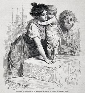 Familia del barrio de Macarena en Sevilla - dib. por Gustave Doré, en “Le Tour du monde”, 2ª semana 1865 de Gustave Dore