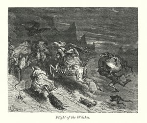 Vuelo de las brujas (grabado) de Gustave Dore