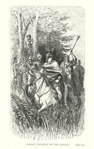 Avance de Fowle sobre el castillo (grabado) de Gustave Dore