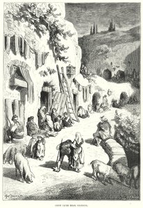 Cuevas de los Gitanos cerca de Granada (grabado) de Gustave Dore