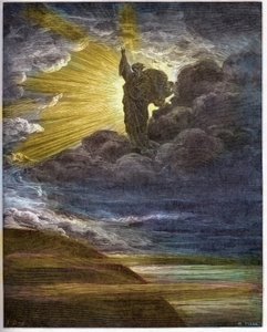 Dios creando la luz - La Creación de la Luz - Antiguo Testamento (Génesis) - Creación de la luz - grabado en "La Biblia ilustrada" por Gustave Doré (1832-1883) - Grabado de "La Biblia de Doré"