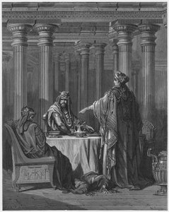 Biblia de Gustave Doré: Ester acusando a Amán