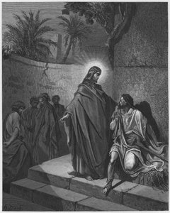 Jesús sanando al hombre enfermo de parálisis de Gustave Dore