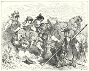 Don Quijote de Gustave Doré: "Don Quijote miró con ojos dudosos y desconsolados a la criatura que Sancho llamaba reina y señora" de Gustave Dore