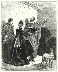 Don Quijote de Gustave Doré: "Informó al duque y la duquesa de sus sentimientos, y pidió permiso para partir" (grabado) de Gustave Dore