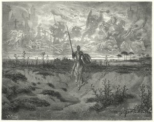 Don Quijote de Gustave Doré: "Viajó casi todo el día" (grabado) de Gustave Dore