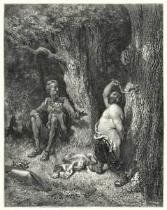 Don Quijote de Gustave Doré: "¡Detente!" gritó él; "amigo Sancho, detén la furia de tu brazo" de Gustave Dore