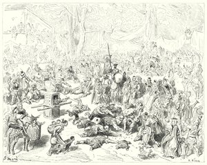 Don Quijote de Gustave Doré: "El pobre Sancho siguió a su amo con el corazón pesado" de Gustave Dore