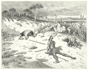Don Quijote de Gustave Doré: "Sancho, siempre he oído decir que hacer un favor a los villanos es como echar agua al mar" de Gustave Dore