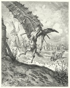 Don Quijote de Gustave Doré: "La vela lanzó lejos tanto al caballero como al caballo" de Gustave Dore