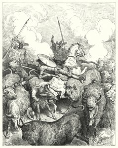 Don Quijote de Gustave Doré: "Los pisotearon a un ritmo despiadado" de Gustave Dore