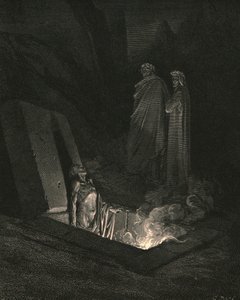 Él, tan pronto como estuve al pie de las tumbas, me miró un rato, c1890 de Gustave Dore