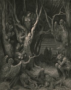 Aquí las brutales arpías hacen su nido, c. 1890 de Gustave Dore