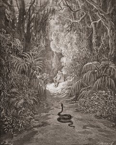 Ilustración de Gustave Dore 1832-1883 Artista e ilustrador francés para El paraíso perdido de John Milton Libro IX líneas 434 y 435 de Gustave Dore