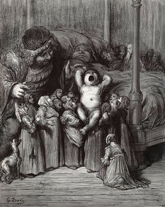 Ilustración del libro Gargantúa y Pantagruel de Rabelais de Gustave Dore