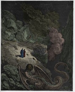 Infierno, Canto 17: Gerión, símbolo del engaño, ilustración de "La Divina Comedia" por Dante Alighieri, 1885 de Gustave Dore