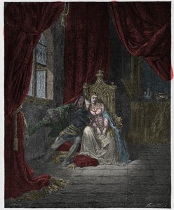 Infierno, Canto 5: Paolo y Francesca, ilustración de "La Divina Comedia" por Dante Alighieri, 1885