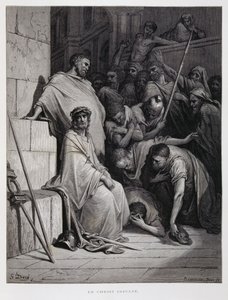 Insultos a Cristo durante su juicio, Ilustración de la Biblia de Dore de Gustave Dore