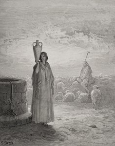 Jacob cuidando el rebaño de Labán, ilustración de 