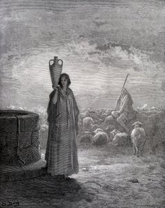 Jacob cuidando los rebaños de Labán de Gustave Dore
