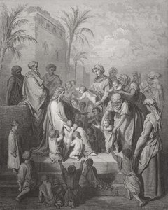 Jesús bendiciendo a los niños, ilustración de 