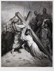 Jesús lleva la cruz, Ilustración de la Biblia de Dore de Gustave Dore