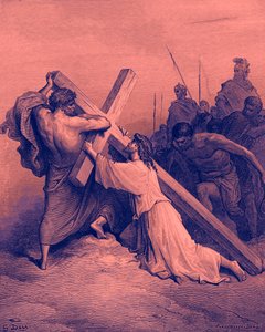 Jesús cayendo bajo la cruz - Biblia
