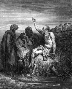 Job y sus amigos, grabado por Doré. - Biblia de Gustave Dore