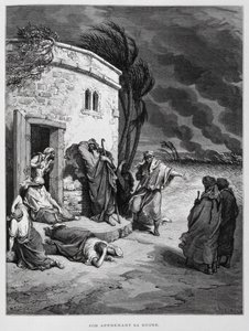 Job comprende su ruina, Ilustración de la Biblia de Dore de Gustave Dore