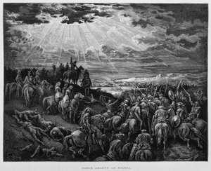 Josué hace que el sol se detenga, Ilustración de la Biblia de Dore