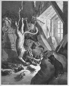 El gato y una vieja rata - de "Fábulas" de Jean de La Fontaine de Gustave Dore