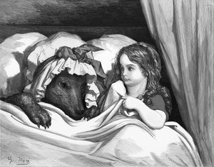 Caperucita Roja, grabado por Gustave Doré