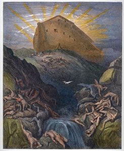 El Arca de Noé - La Paloma enviada desde el Arca - La Paloma enviada desde el Arca de Noé - Grabado en 