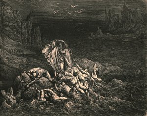 Ahora ves, hijo! Las almas de aquellos, a quienes la ira venció, c1890 de Gustave Dore