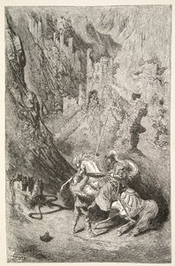 En camino a la Capilla Verde, de Historias de los Días del Rey Arturo por Charles Henry Hanson, pub.1898 de Gustave Dore