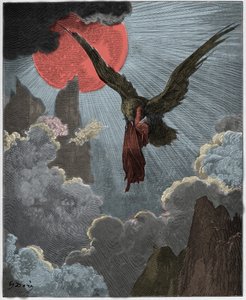 Purgatorio, Canto 9: Dante, en un sueño, es llevado por un águila, ilustración de "La Divina Comedia" por Dante Alighieri, 1885 de Gustave Dore