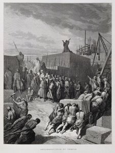 Reconstrucción del Templo de Jerusalén, ilustración de la Biblia de Dore
