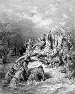 Ricardo Corazón de León libera la ciudad de Joppe - grabado por Gustave Doré de Gustave Dore