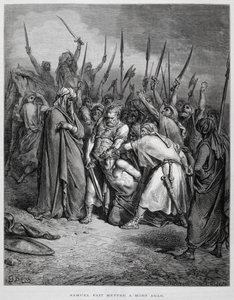 Samuel mata a Agag, Ilustración de la Biblia de Dore de Gustave Dore