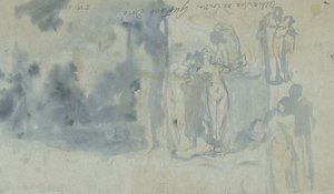 Bocetos de personas, incluido un desnudo femenino de Gustave Dore
