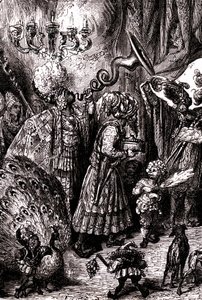 Sindbad el marino (Simbad) - cuento de las mil y una (1001) noches - ilustración de Gustave Dore (detalle) - Maxwell edición 1865 - Sexto viaje: A la corte del rey de Serendib