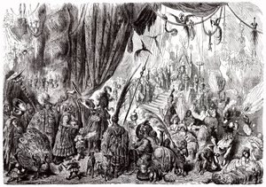 Sindbad el marino (Simbad) - cuento de las mil y una (1001) noches - ilustración de Gustave Dore - edición Maxwell 1865 - Sexto viaje: la corte del rey de Serendib de Gustave Dore