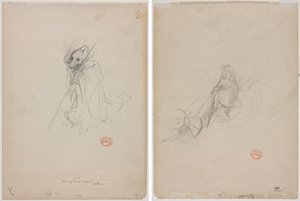 Boceto para "El Lobo Convertido en Pastor" (recto) Boceto de Escena de Caza (verso)