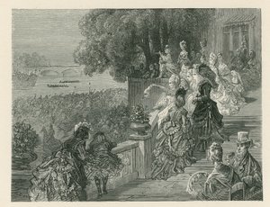 Espectadores viendo una carrera de botes de Gustave Dore