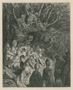 Espectadores viendo una carrera de botes desde la orilla del río de Gustave Dore